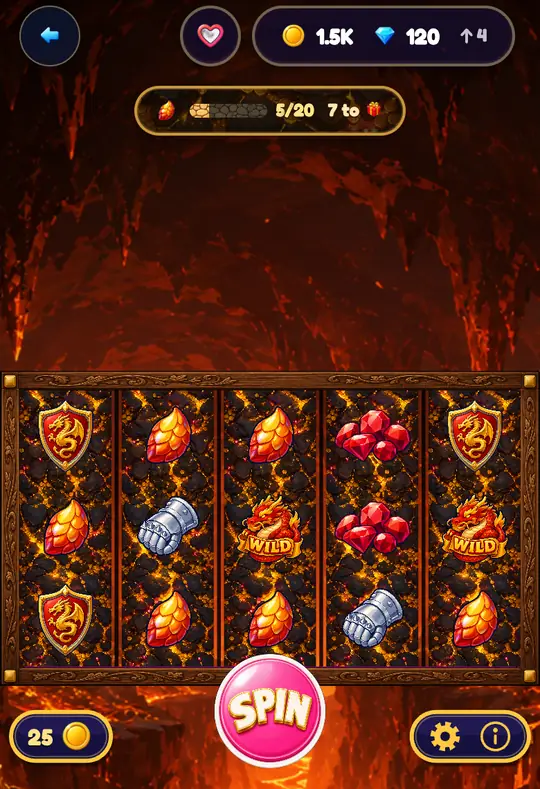 Dragon's Hoard in Goodtime Casino: the reels, the SPIN button and your coin balance