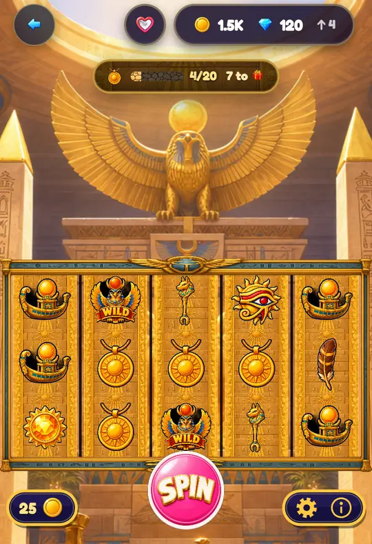 Eye of Ra in Goodtime Casino: the reels, the SPIN button and your coin balance