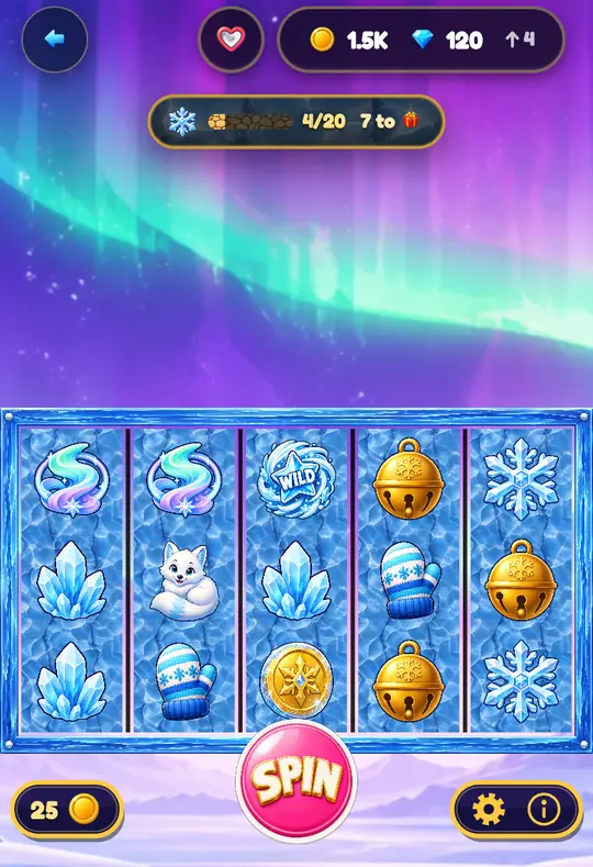 Frost Reels in Goodtime Casino: the reels, the SPIN button and your coin balance