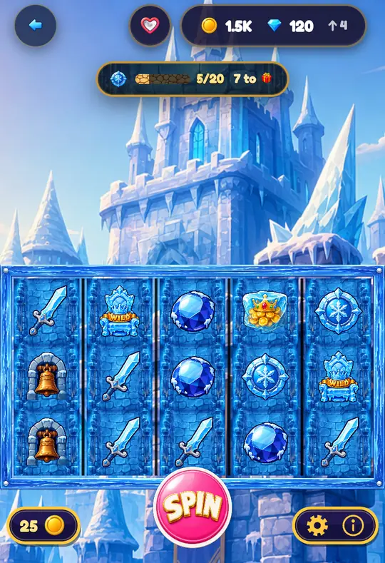 Glacier Keep in Goodtime Casino: the reels, the SPIN button and your coin balance