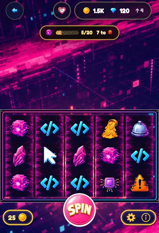 Glitch in Goodtime Casino: the reels, the SPIN button and your coin balance